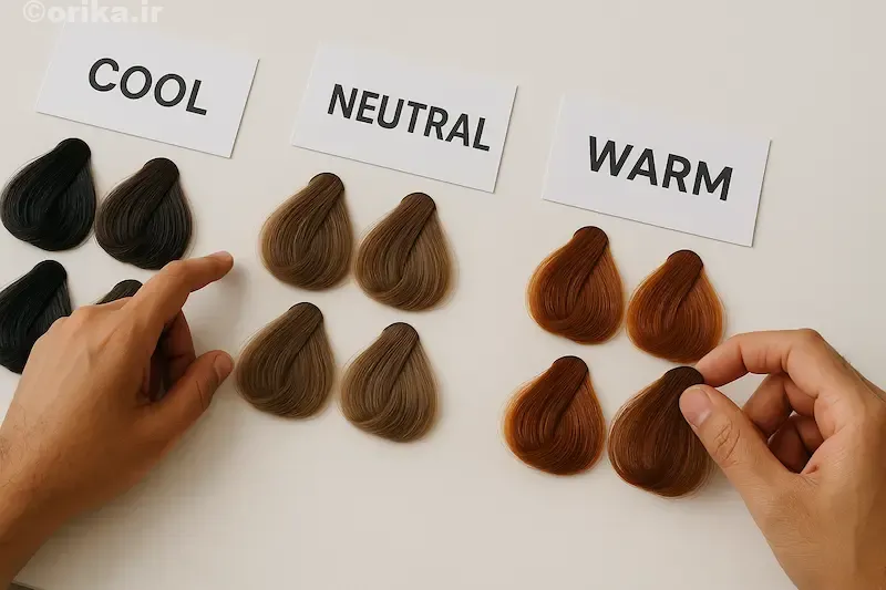 ترکیب پوست سبزه با رنگ موهای سرد، خنثی و گرم
