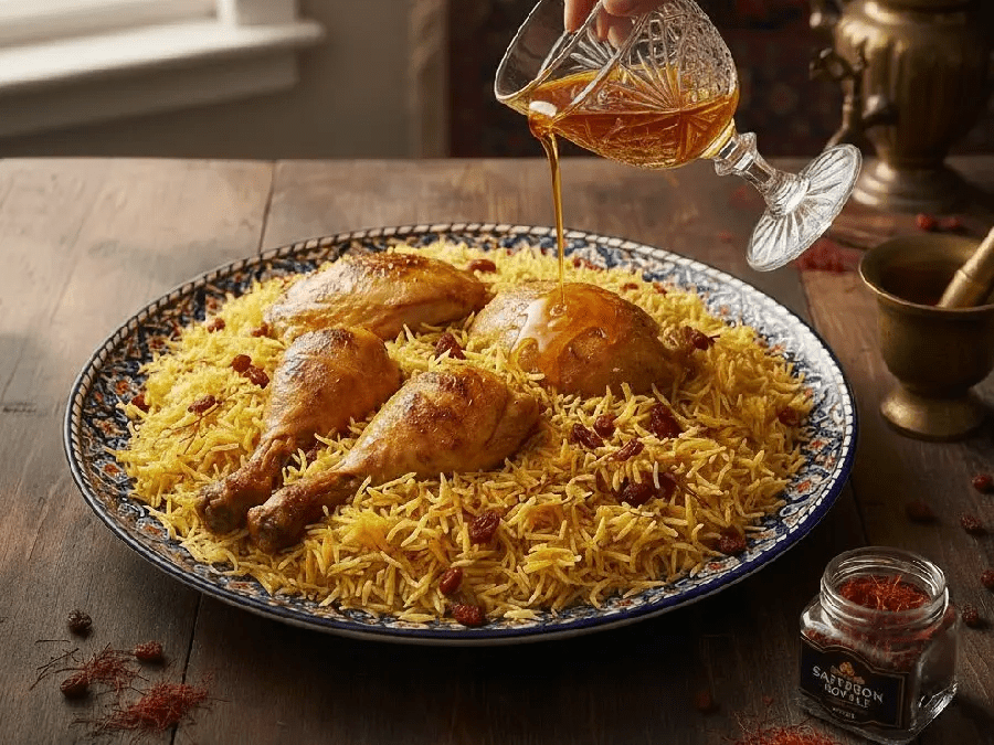 آموزش تهیه زرشک پلو با مرغ زعفرانی به سبک مجلسی